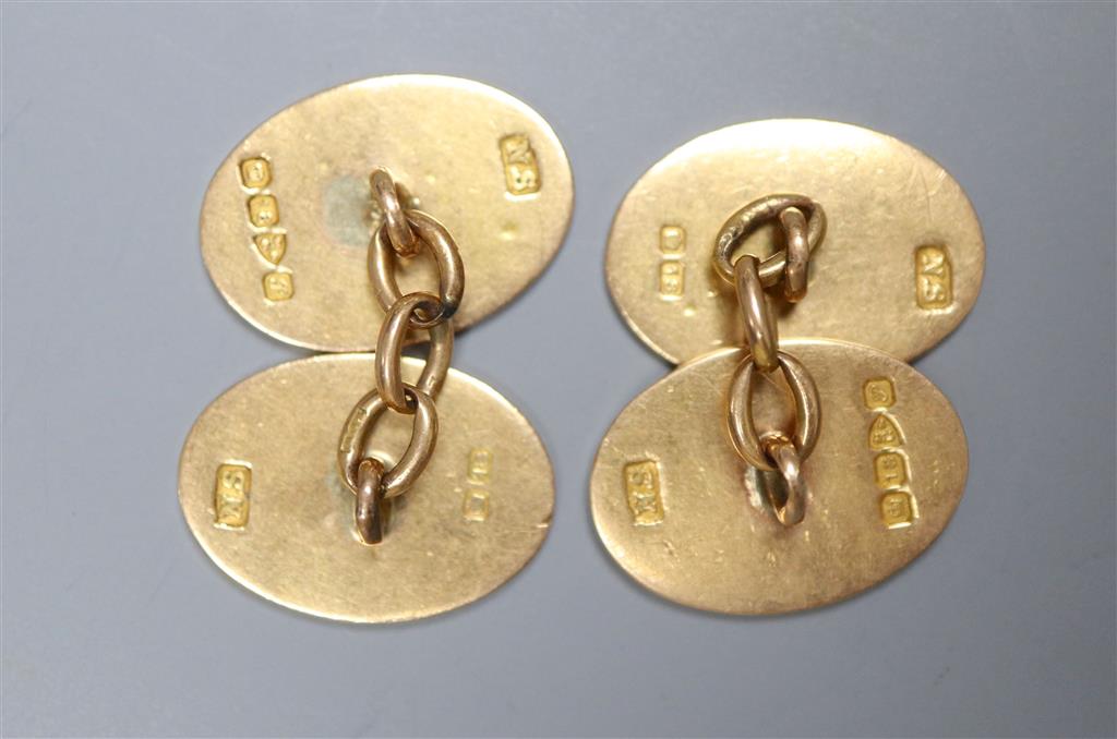 A pair of George V 18ct gold oval cufflinks,